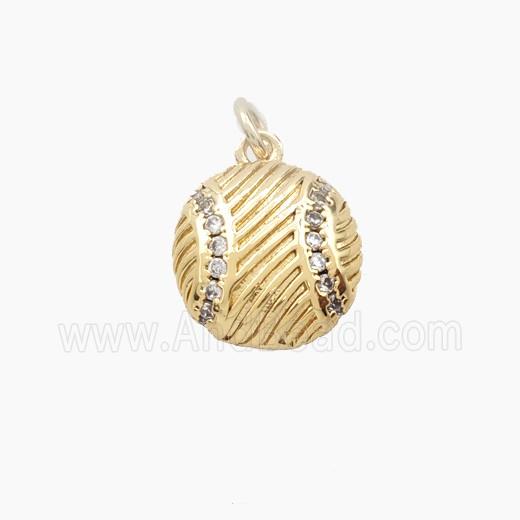 Copper Baseball Pendant Pave Zirconia Sports Gold Plated