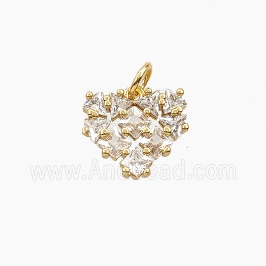 Copper Heart Pendant Pave Zirconia Gold Plated