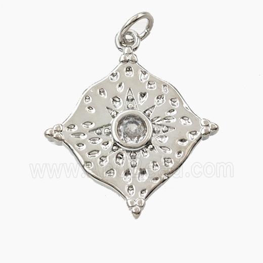Copper Star Pendant Pave Zirconia Platinum Plated