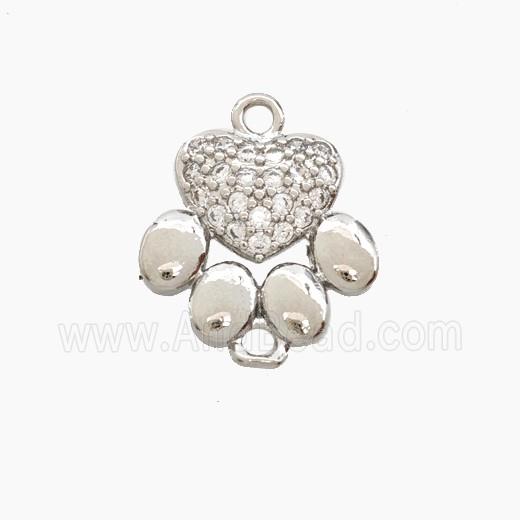 Copper Paws Connector Pave Zirconia Platinum Plated