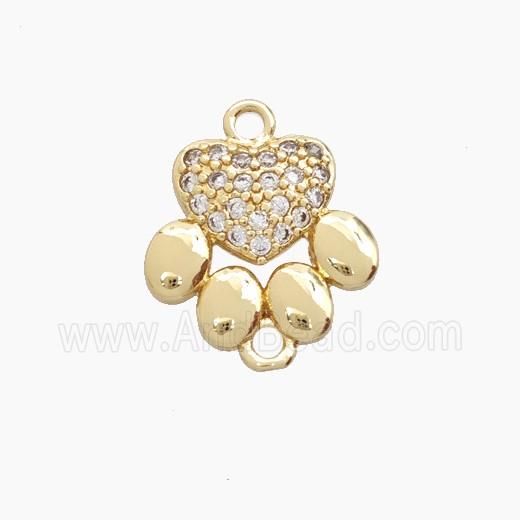 Copper Paws Connector Pave Zirconia Gold Plated