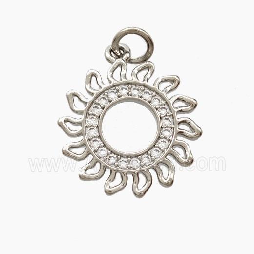 Copper Sun Pendant Pave Zirconia Platinum Plated