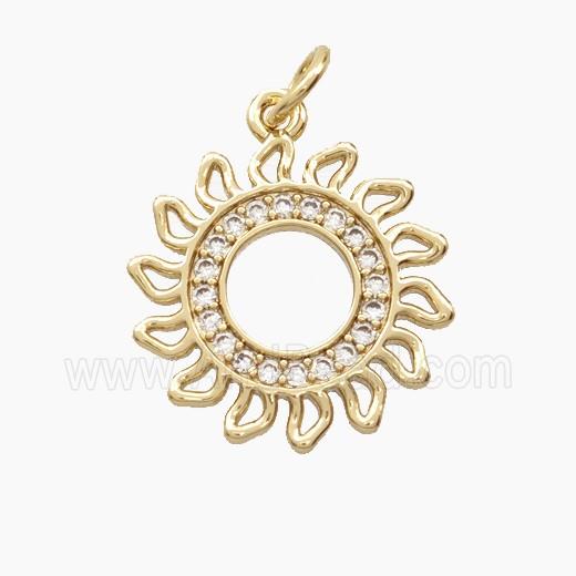 Copper Sun Pendant Pave Zirconia Gold Plated