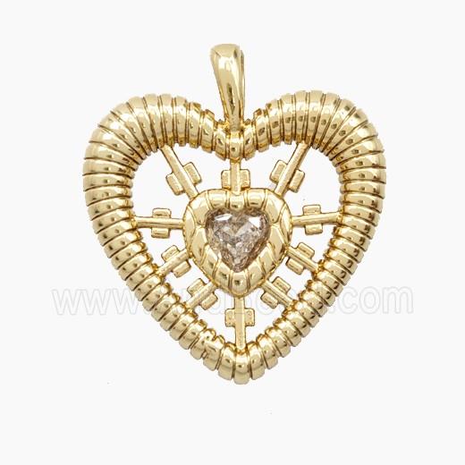 Copper Heart Pendant Pave Zirconia Gold Plated