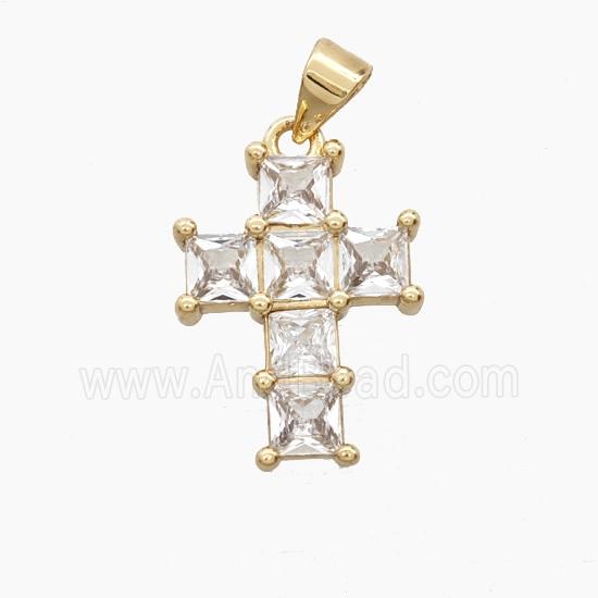 Copper Cross Pendant Pave Zirconia Gold Plated
