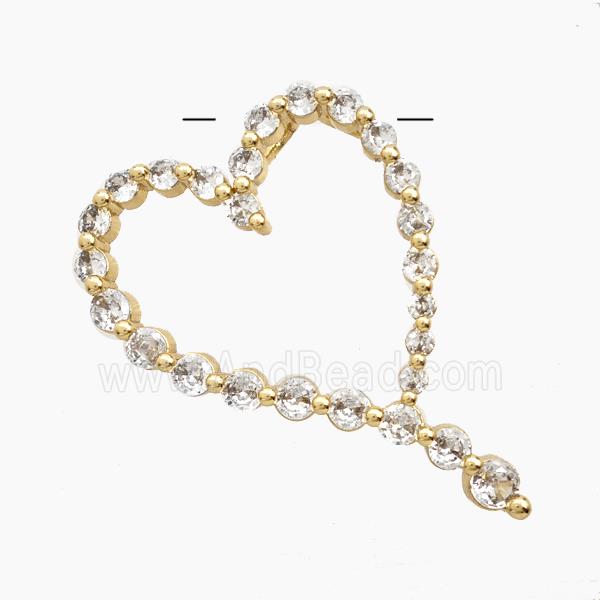 Copper Heart Pendant Pave Zirconia Gold Plated