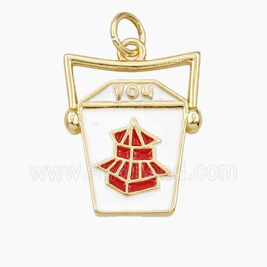Chinese Togo Box Charms Copper Pendant Enamel Gold Plated