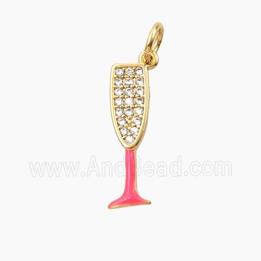 Wine Glass Charms Copper Pendant Pave Zirconia Enamel Cup Gold Plated