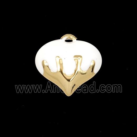 Copper Heart Pendant White Enamel Gold Plated