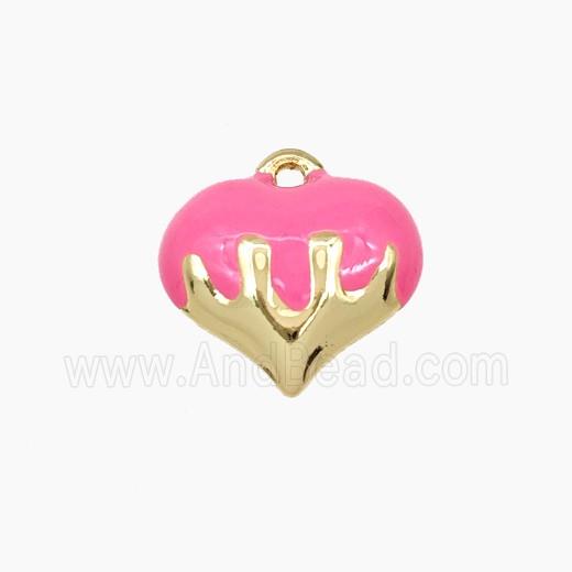Copper Heart Pendant Pink Enamel Gold Plated