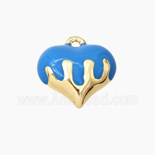 Copper Heart Pendant Blue Enamel Gold Plated