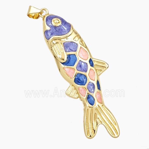 Copper Fish Pendant Enamel Gold Plated