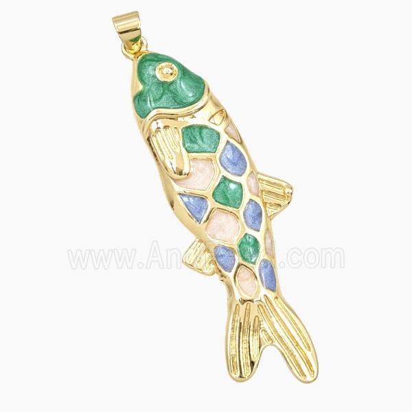 Copper Fish Pendant Enamel Gold Plated