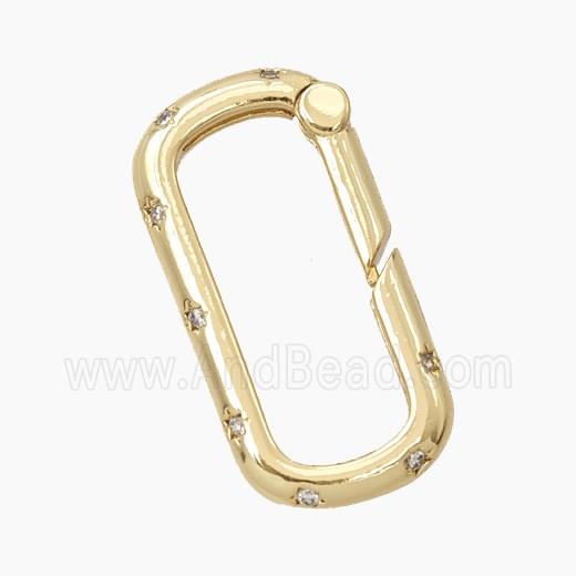 Copper Carabiner Clasp Pave Zirconia Gold Plated