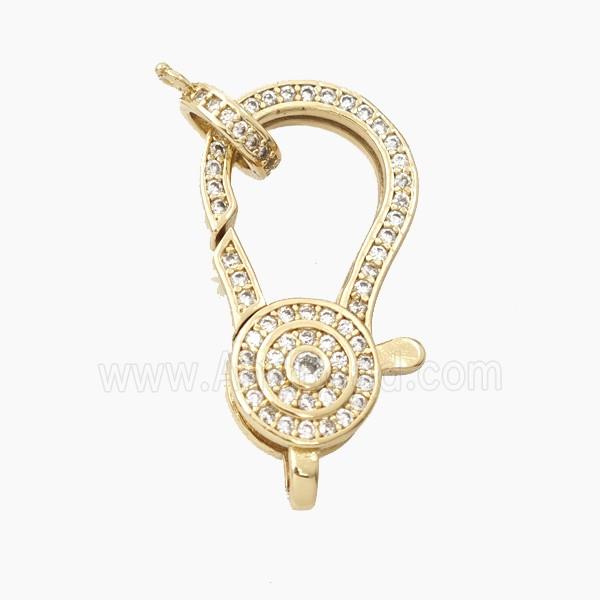 Copper Lobster Clasp Pave Zirconia Gold Plated