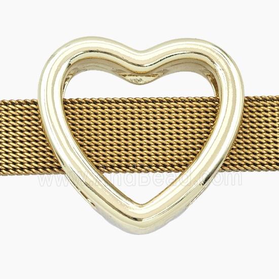 Copper Heart Beads Flat Hole Gold Plated