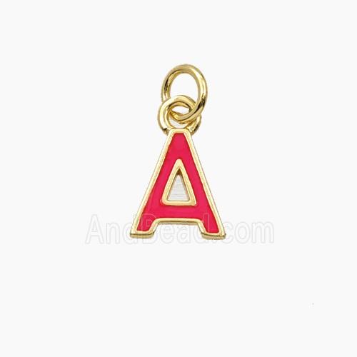 Copper Letter-A Pendant Enamel Gold Plated