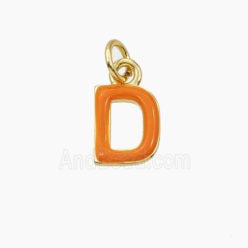 Copper Letter-D Pendant Enamel Gold Plated