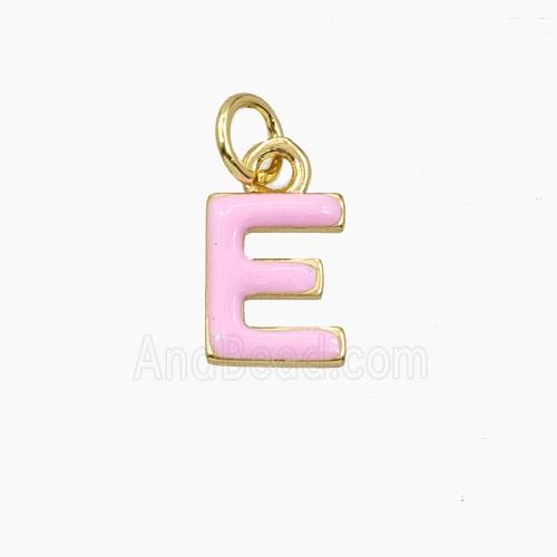 Copper Letter-E Pendant Enamel Gold Plated
