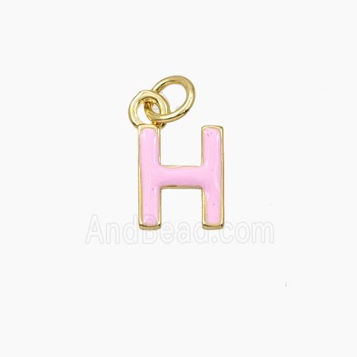 Copper Letter-H Pendant Enamel Gold Plated