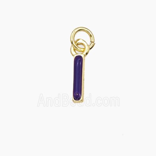 Copper Letter-I Pendant Enamel Gold Plated