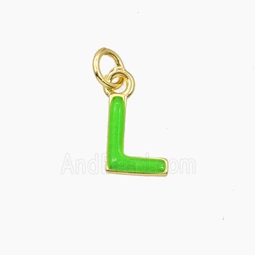 Copper Letter-L Pendant Enamel Gold Plated