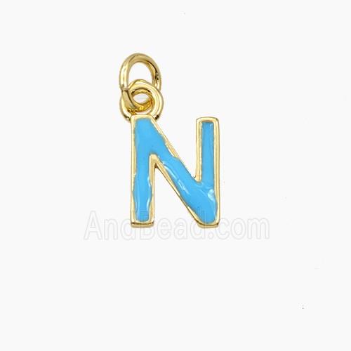 Copper Letter-N Pendant Enamel Gold Plated