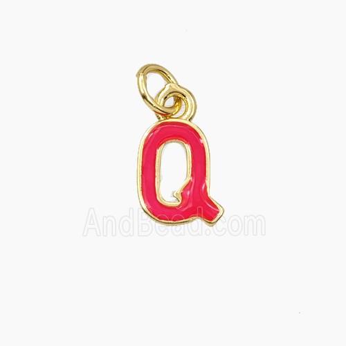 Copper Letter-Q Pendant Enamel Gold Plated