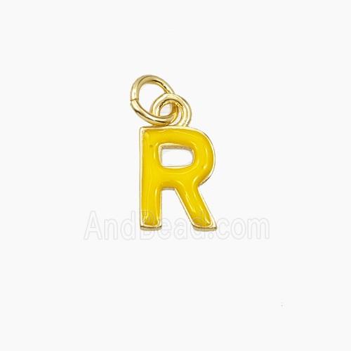 Copper Letter-R Pendant Enamel Gold Plated