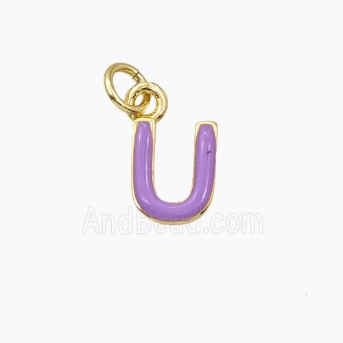 Copper Letter-U Pendant Enamel Gold Plated