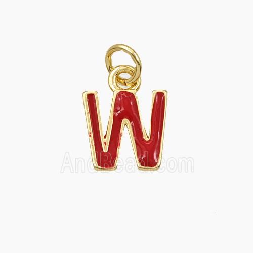 Copper Letter-W Pendant Enamel Gold Plated