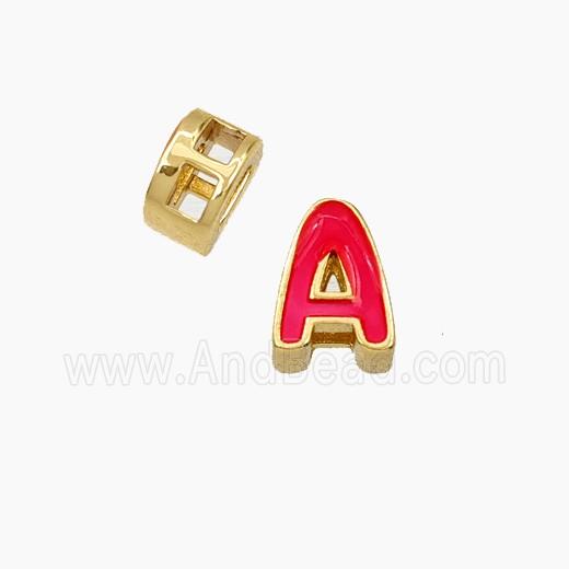 Copper Letter-A Beads Enamel 2Holes Gold Plated