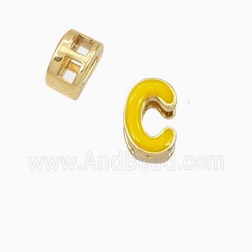 Copper Letter-C Beads Enamel 2Holes Gold Plated