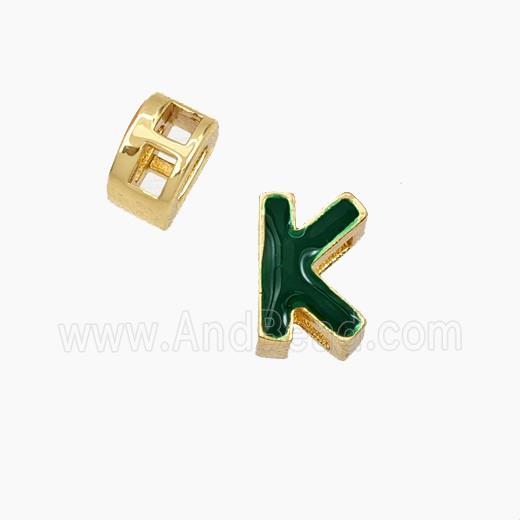 Copper Letter-K Beads Enamel 2Holes Gold Plated
