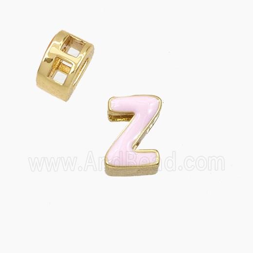 Copper Letter-Z Beads Enamel 2Holes Gold Plated