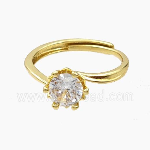 Copper Rings Pave Zirconia Adjustable Gold Plated