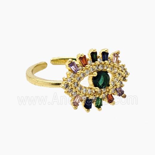 Copper Eye Rings Pave Zirconia Gold Plated