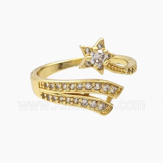 Copper Star Rings Pave Zirconia Gold Plated