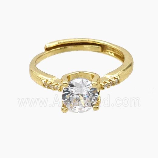 Copper Rings Pave Zirconia Adjustable Gold Plated