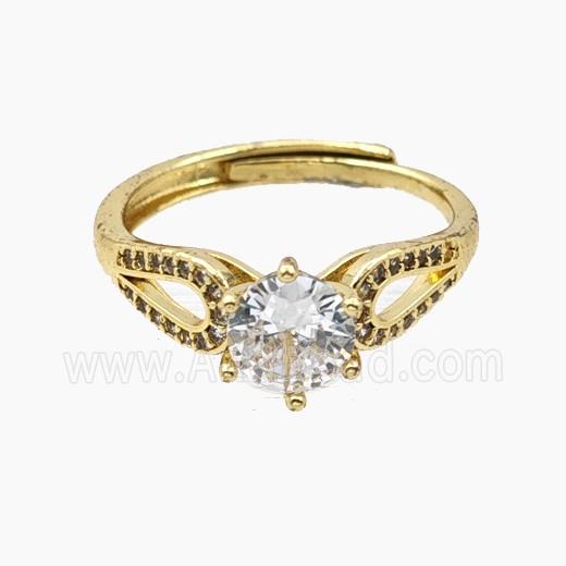 Copper Rings Pave Zirconia Adjustable Gold Plated