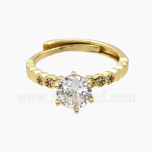 Copper Rings Pave Zirconia Adjustable Gold Plated