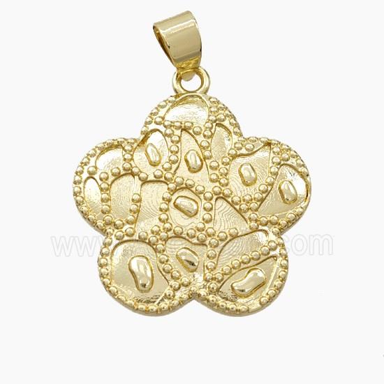 Copper Flower Pendant Bohemia Style Gold Plated