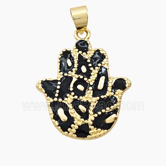 Copper Hamsahand Pendant Red Enamel Bohemia Style Gold Plated