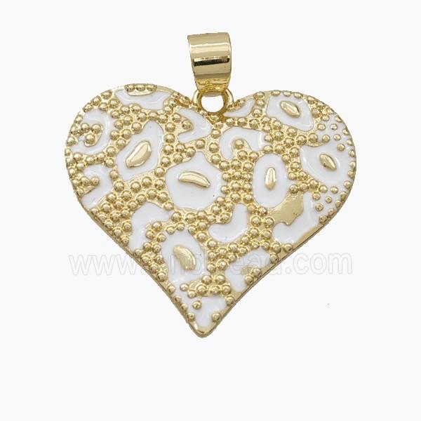 Copper Heart Pendant White Enamel Bohemia Style Gold Plated