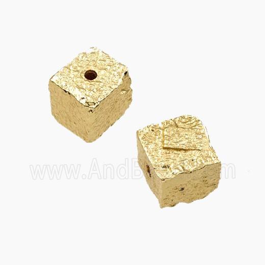 Copper Cube Beads Hammered Gold Plated