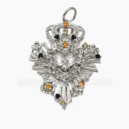 Copper Pendant Pave Zircon, Gold Plated