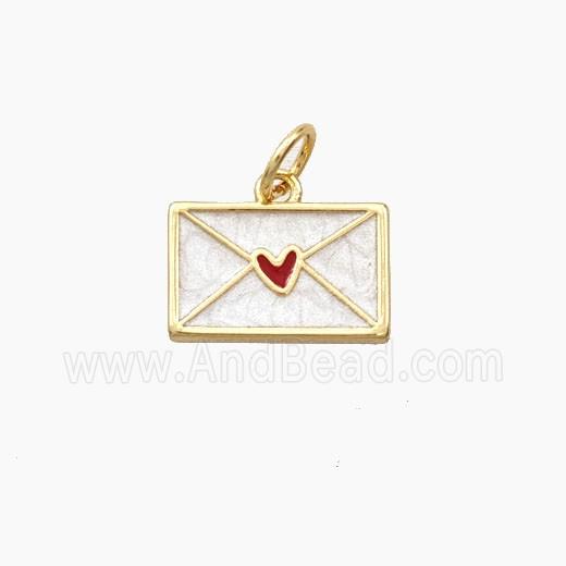 Copper Envelope Pendant Enamel Heart Gold Plated