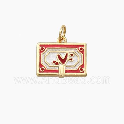 Copper Envelope Pendant Enamel Heart Gold Plated