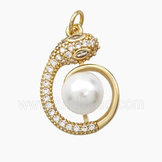 Copper Snake Pendant Pave Zirconia Resin Gold Plated
