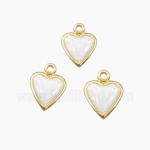 Copper Heart Pendant White Enamel Gold Plated
